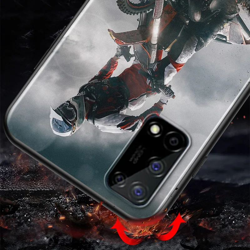 

Retro Moto Cross Motorcycle For Huawei Honor V30 30S 30i 30 20E 20i 20S 20 Lite Pro Plus Black Phone Case