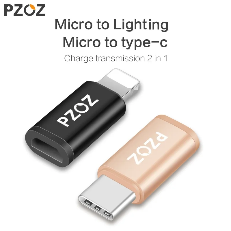 Адаптер Micro USB PZOZ для зарядки iPhone Xs Max Xr X 8 7 6 iPad кабель type c otg|micro usb adapter|otg adaptermicro to |