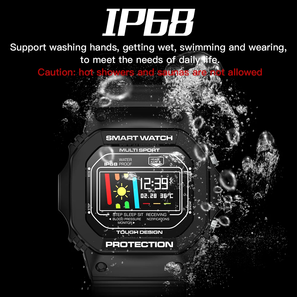 FocuSmart X12 Смарт часы для мужчин 0 96 дюймов IP68 Водонепроницаемые спортивные трекер