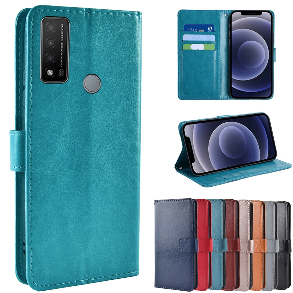 Винтажный кожаный чехол-книжка для TCL 20 R женский чехол Магнитный флип-чехол 20r Φ 6