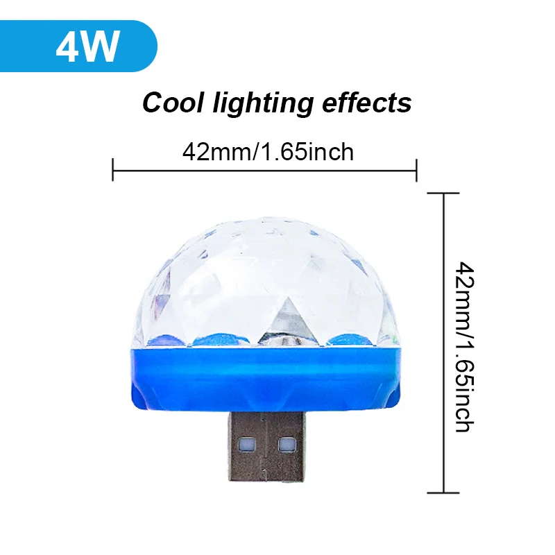 USB Mini LED Car Atmosphere Light RGB Music Sound Control DJ Disco Ball Lamp Home Party Apple Android For Mobile |