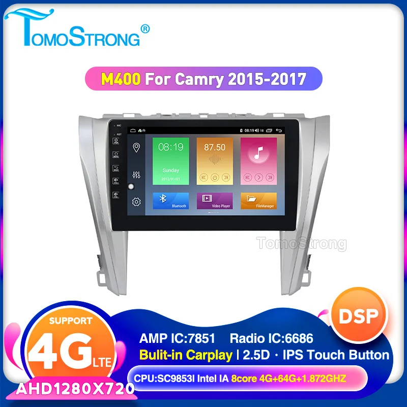 Автомагнитола TOMOSTRONG Android 10 для Toyota Camry 8 50 55 2015 2017 IPS DSP Wi Fi Carplay 4G LTE GPS