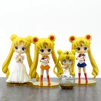 bandai sailor moon q version usagi tsukino doll cake decoration anime beautiful girl action figure model toy ornament gift