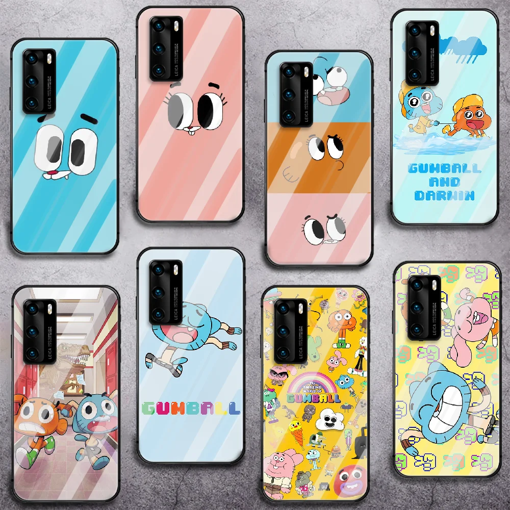 

Cartoon Amazing World Gumball Phone Tempered Glass Case Cover For Huawei P Nova Mate 5T 20 30 40 Pro Lite Smart 2019 2021 Etui