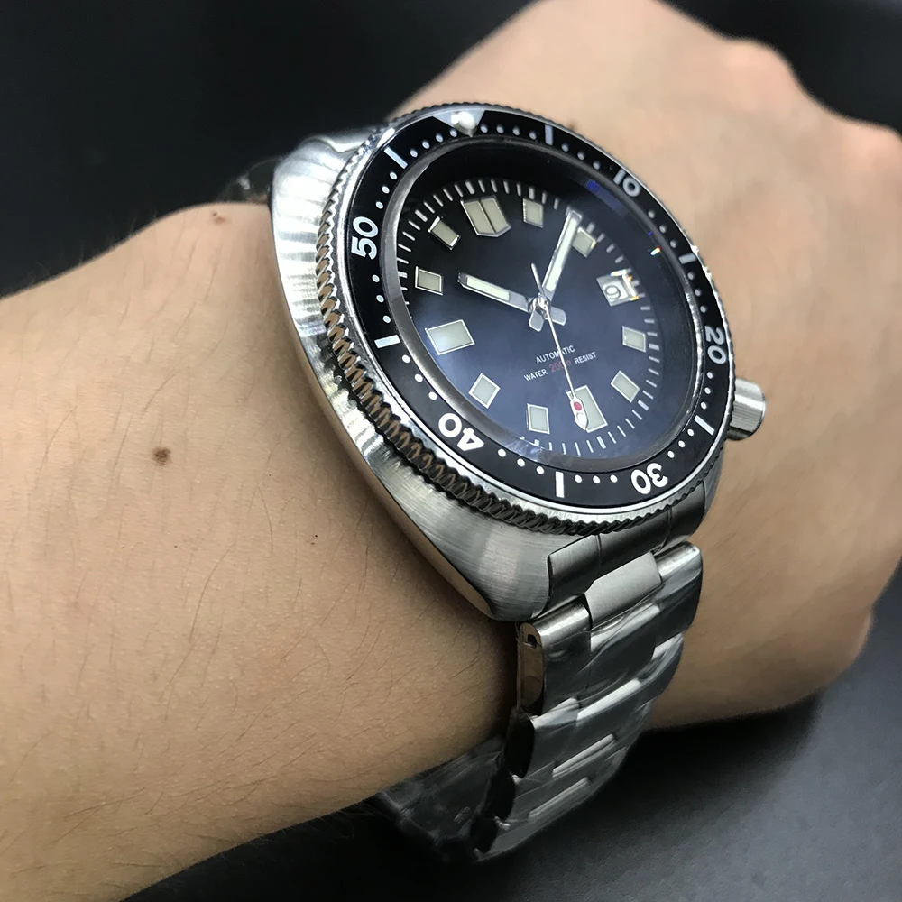 Винтажные часы для дайвинга Tuna 6105, классические водонепроницаемые мужские автоматические наручные часы 200 м, водонепроницаемые сапфировые мужские стальные часы для мужчин