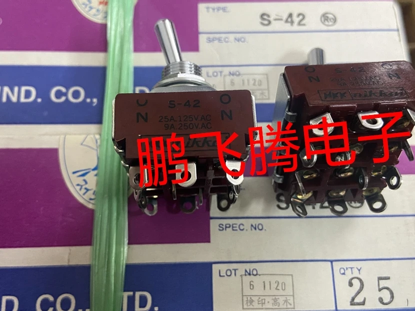 1 шт Япония NKK S-42 25A125VAC тумблер 12 футов 2-х скоростная Рокер кулисный переключатель