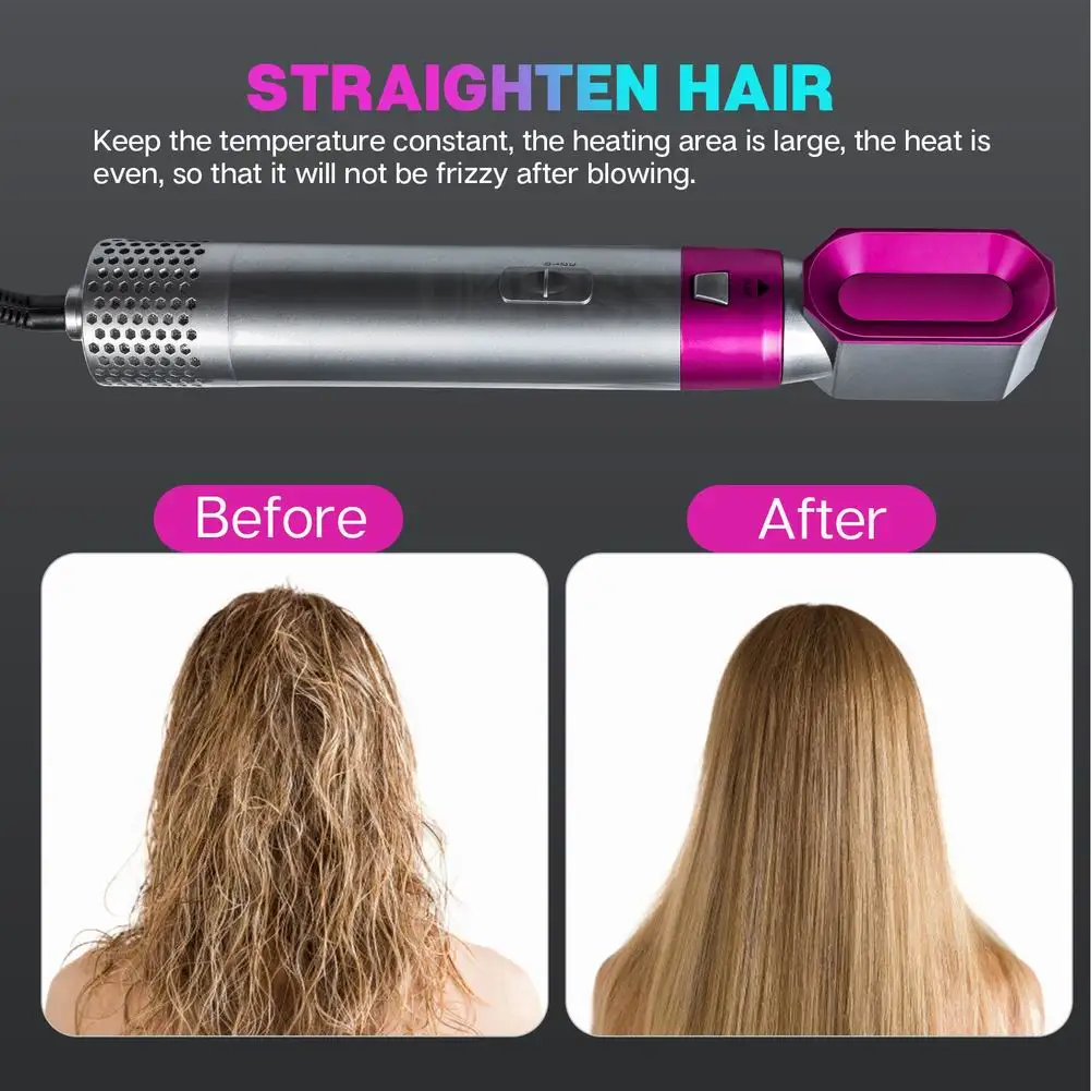 

Hair Dryer Brush 5 In 1 Electric Blow Dryer Comb Hair Curling Wand Detachable Brush Kit Negative Ion Hair Curler Straightener