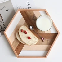 household decorative wooden serving tray baking nut cake dinner plate simple geometric