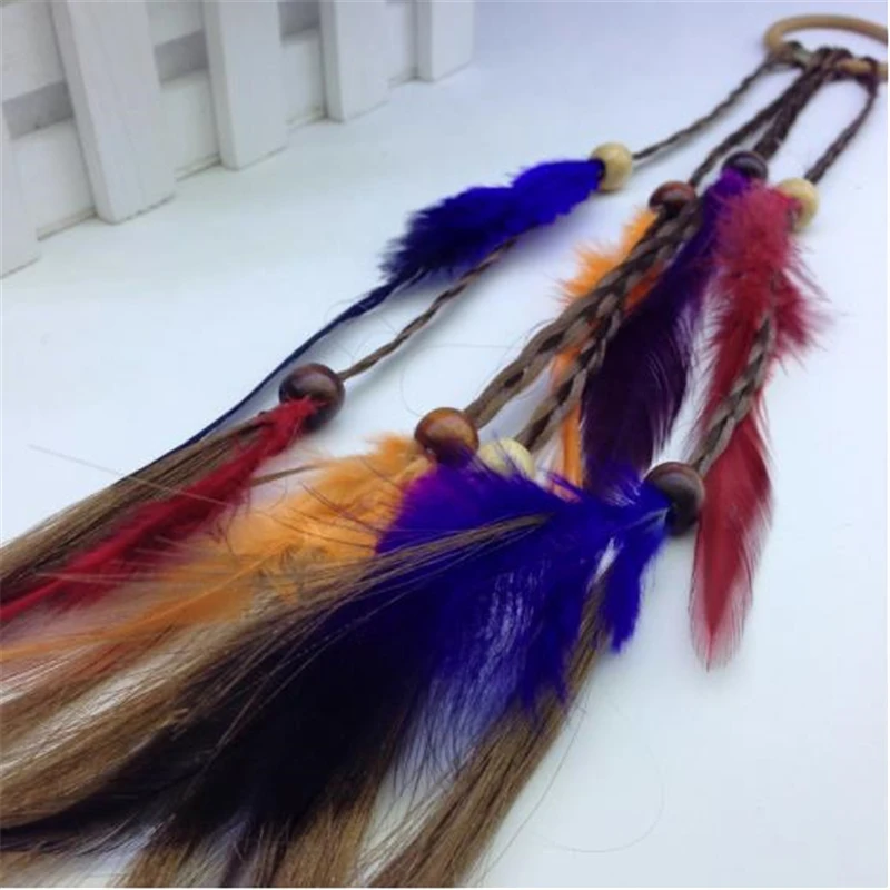 Головной убор в этническом стиле с перьями аксессуары для волос маленькая тесьма