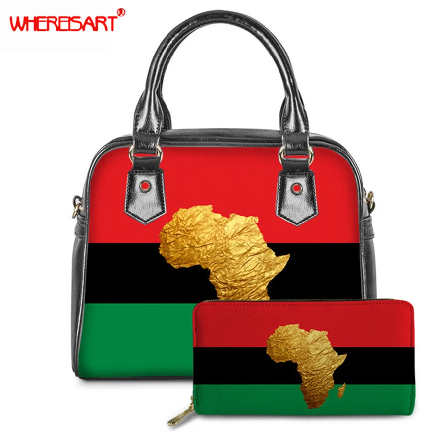

WHEREISART Afro Handbags and Purses Women Bags Designer Fashion Leather Zipper Shoulder Bags Crossbody Tote Bags for Women 2020