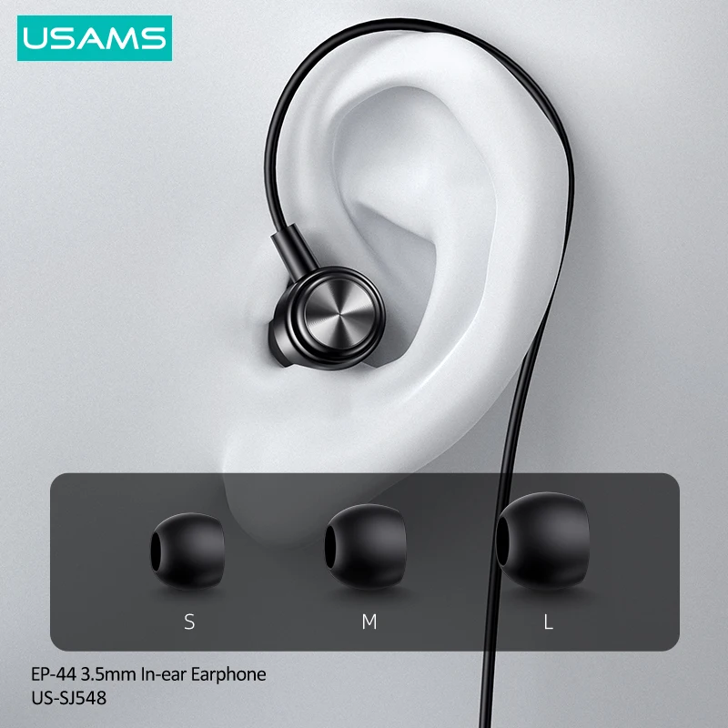 Наушники-вкладыши USAMS 3 5 мм проводные наушники микрофон для записи с регулятором
