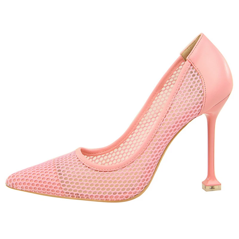 

Fashion Summer Heels Women Mesh Breathable High Heels Pumps Thin Pumps Ladies Pointed Toe Shallow Pumps Shoes DS-B0197