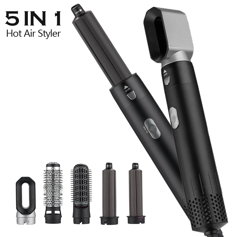 

5 In 1 lectric Blow Hair Dryer & Curling Wand Detachable Brush Kit Negative Ion Straightener Hair Curler For Hair Styling Tool