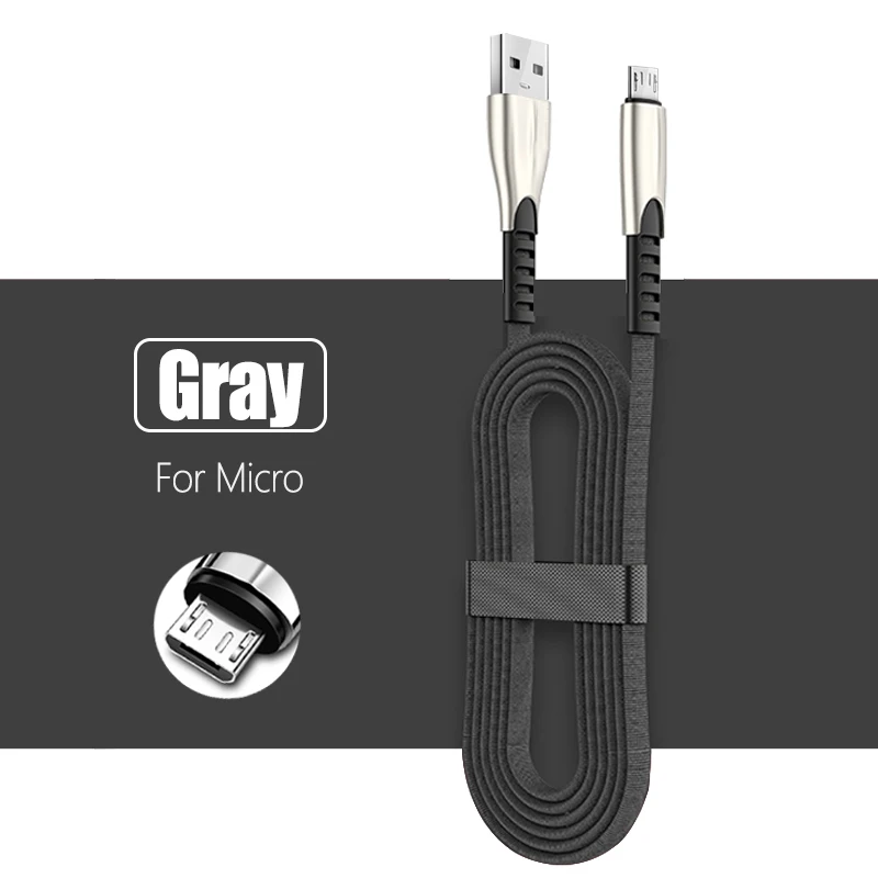 Кабель для быстрой зарядки type-C для huawei Xiaomi samsung iPhone EU Plug мобильный провод для зарядного устройства кабели для быстрой зарядки Android usb - Цвет: Micro Gray