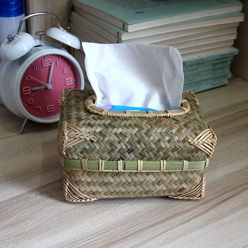 Тканевая коробка ручной работы бамбуковая винтажная ручная плетеная