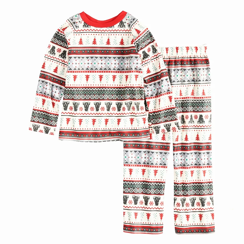 

Хлопковая Рождественская Пижама с белым медведем, для детей, для взрослых, домашняя одежда с принтом, пижамы для всей семьи AC889