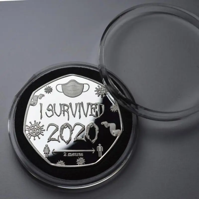 

I SURVIVED 2020 Commemorative Coin Commemorative Stamp A Seal of Hard Years Home Decoration for Christmas Christmas Gifts