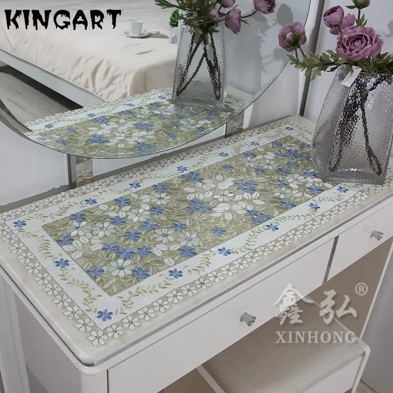 Вышитая Свадебная настольная дорожка ткань Роскошный домашний декор зеленая