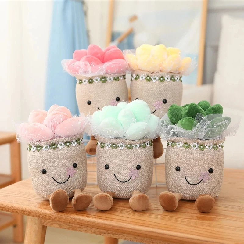 

25cm Cute Cartoon Succulent Plants Plush Toy Stuffed Soft Lace Pillow Doll For Girls Kids Friends Creative Birthday Gifts
