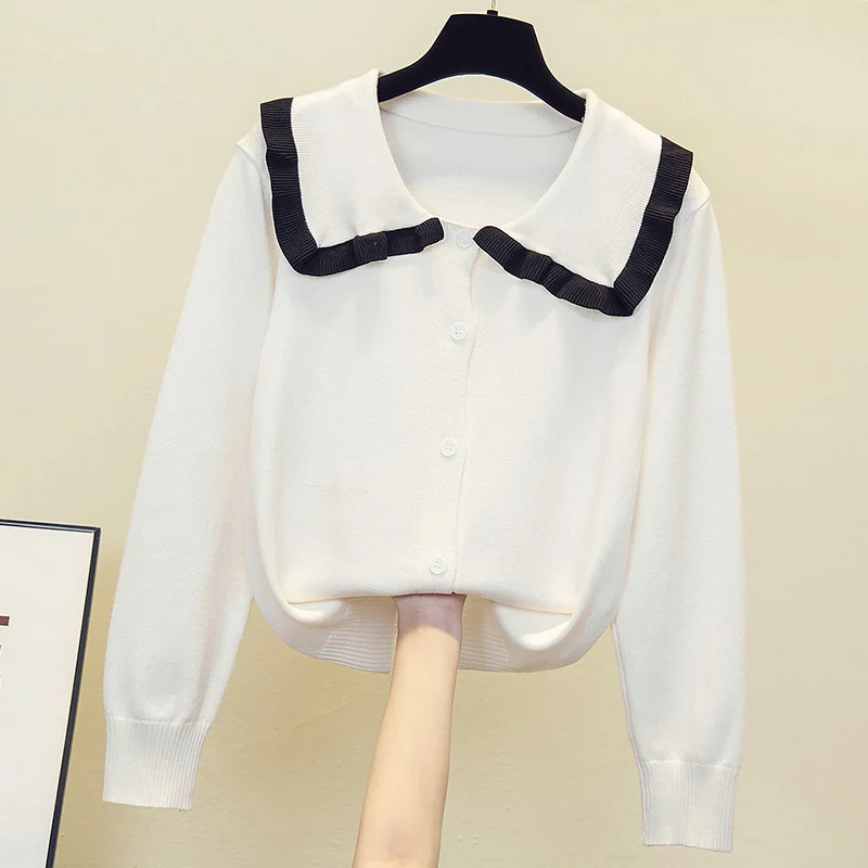 Женский вязаный кардиган с V-образным вырезом длинный черный свитер большого