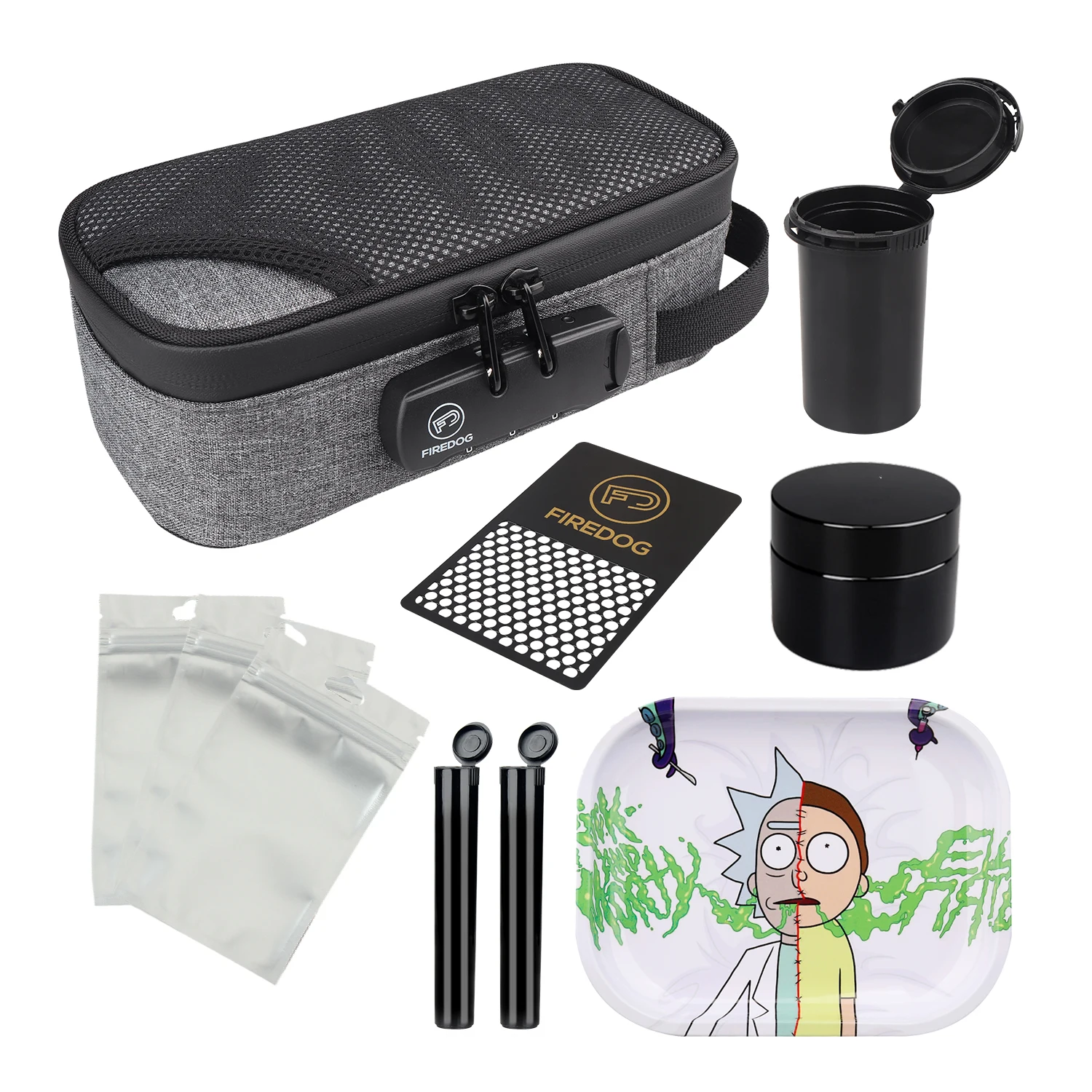

FIREDOG Smoking Smell Proof Case with Lock Kit Stash Case with Rolling Tray Tobacco Cigarettes Bag Set