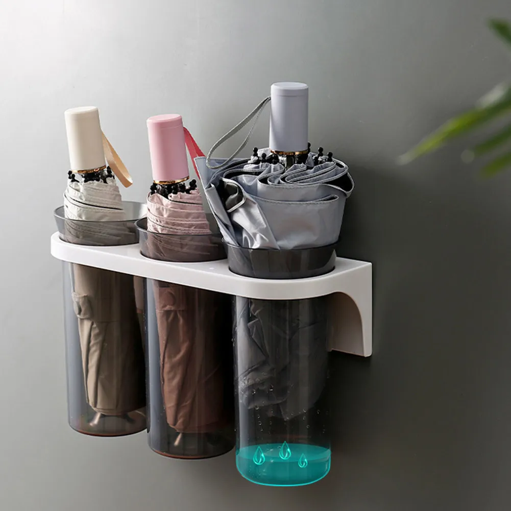 

New Plastic Umbrella Holder Punch Free Wall Hanging Planting Drain Shelf For Hallway Home Office DH