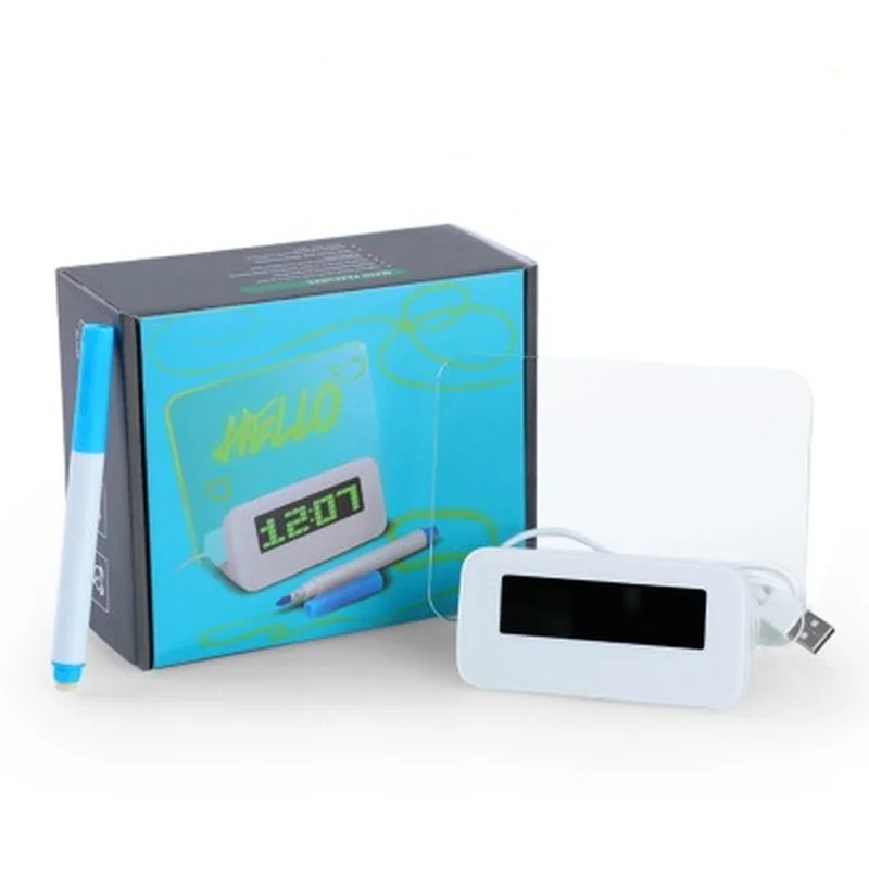 

Message Alarm Clocks USB LED Fluorescent Message Board Alarm Clock Multifunctional Night Light Message Mensaje Despertador