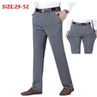 thick straight work trousers men pants office formal black plus size blue elastic business stretch big 44 48 50 52 male wearing