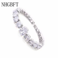 nhgbft clear round cubic zirconia bracelet bangles for women sliver color cz stone bracelet valentines day present