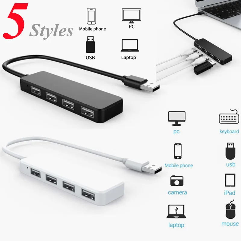 

4-Port USB 2.0 Splitter Multi-Function Hub Mini High-Speed Adapter Computer Accessories Drive-Free Docking Station