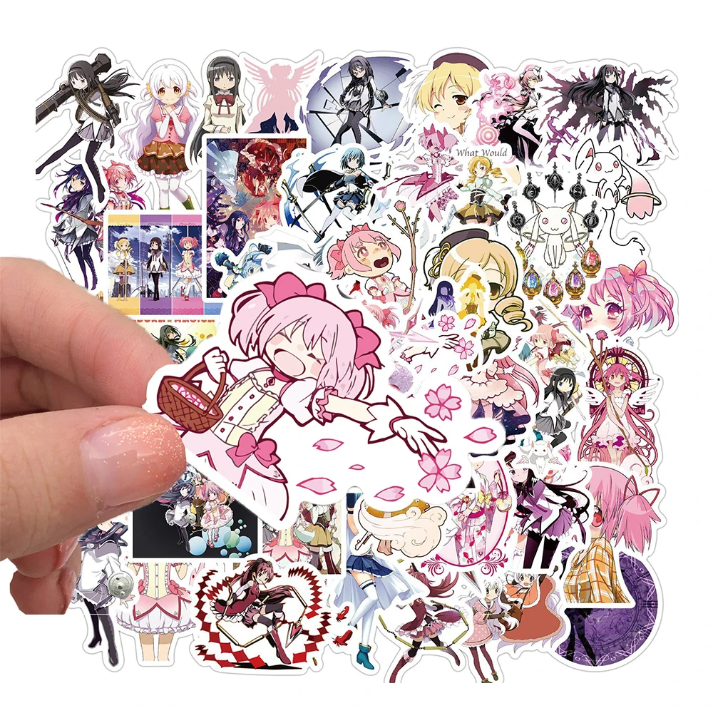 Pegatinas de dibujos animados de Anime Puella Magi Madoka Magica, impermeables, para monopat&iacute;n, port&aacute;til, guitarra, equipaje, grafiti, para ni&ntilde;os, 10/50 Uds.-0