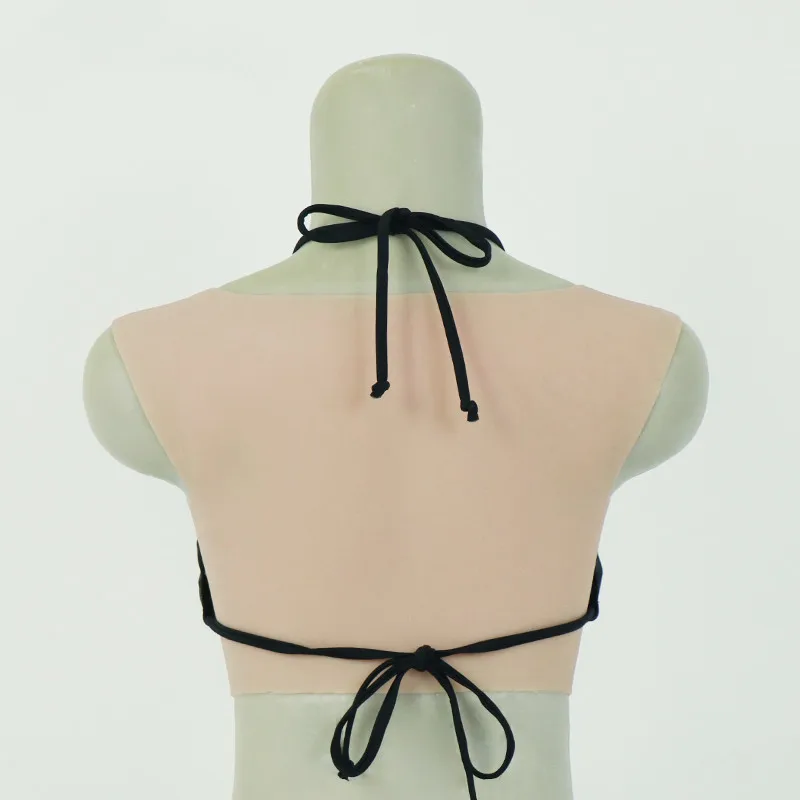 New Silicone Breast Form Transgender Crossdresser Round Neck Artificial Soft Boobs B Cup Realistic Transvestite Mastectomy Bra