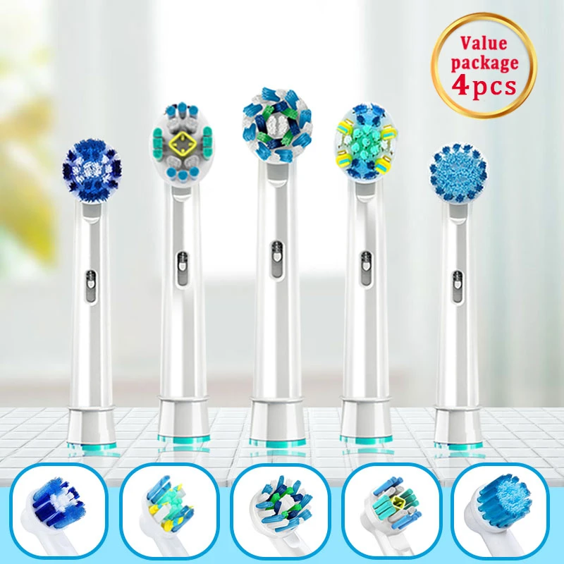 

Electric Toothbrush Heads For Oral B Vitality Cross Action Advance Triumph 3D Excel Replaceable Brush Heads Refills 4pcs