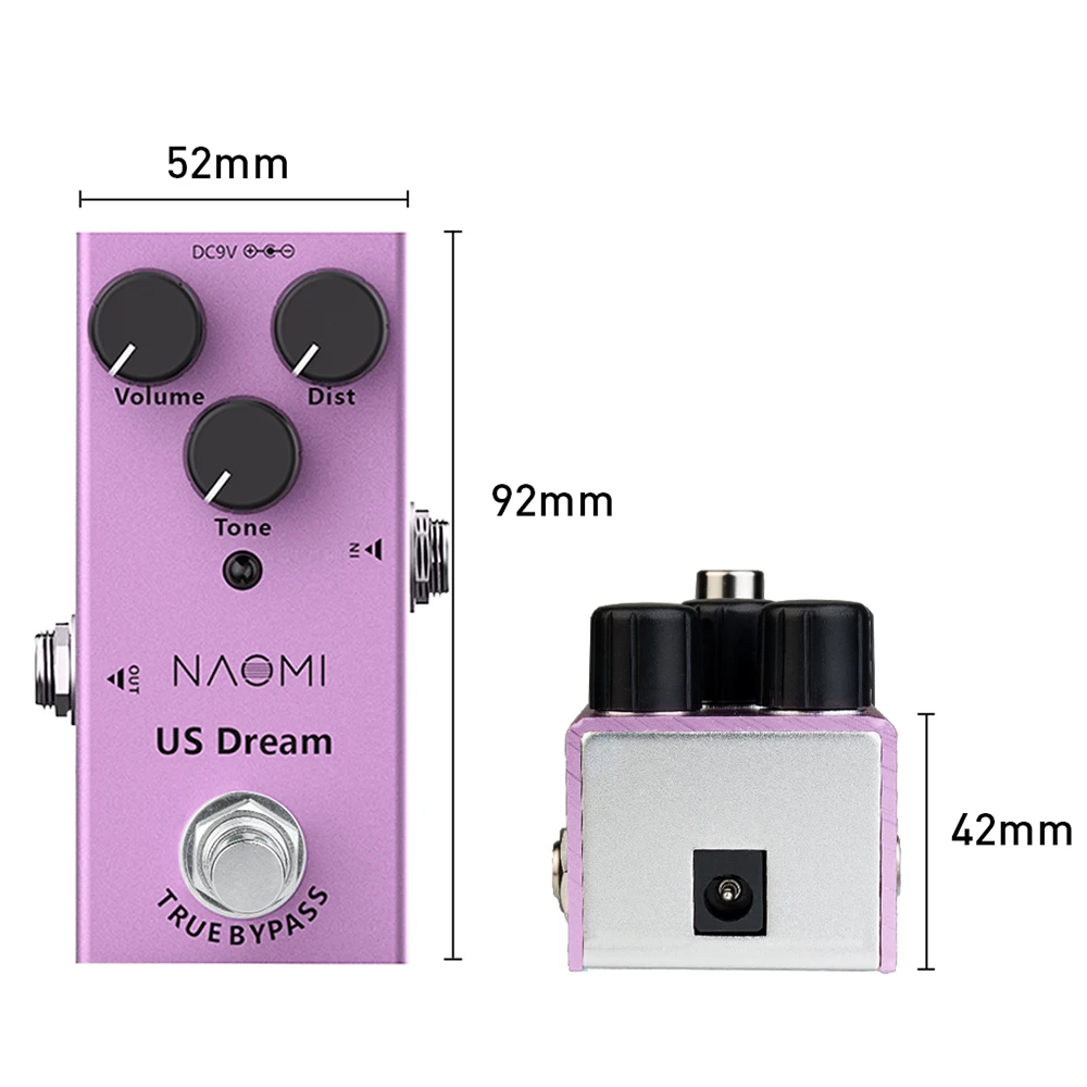 

NAOMI NEP-04 US Dream Distortion Effect Pedal for Electric Guitars with True Bypass Mini Single Distortion Guitar Pedal DC 9V