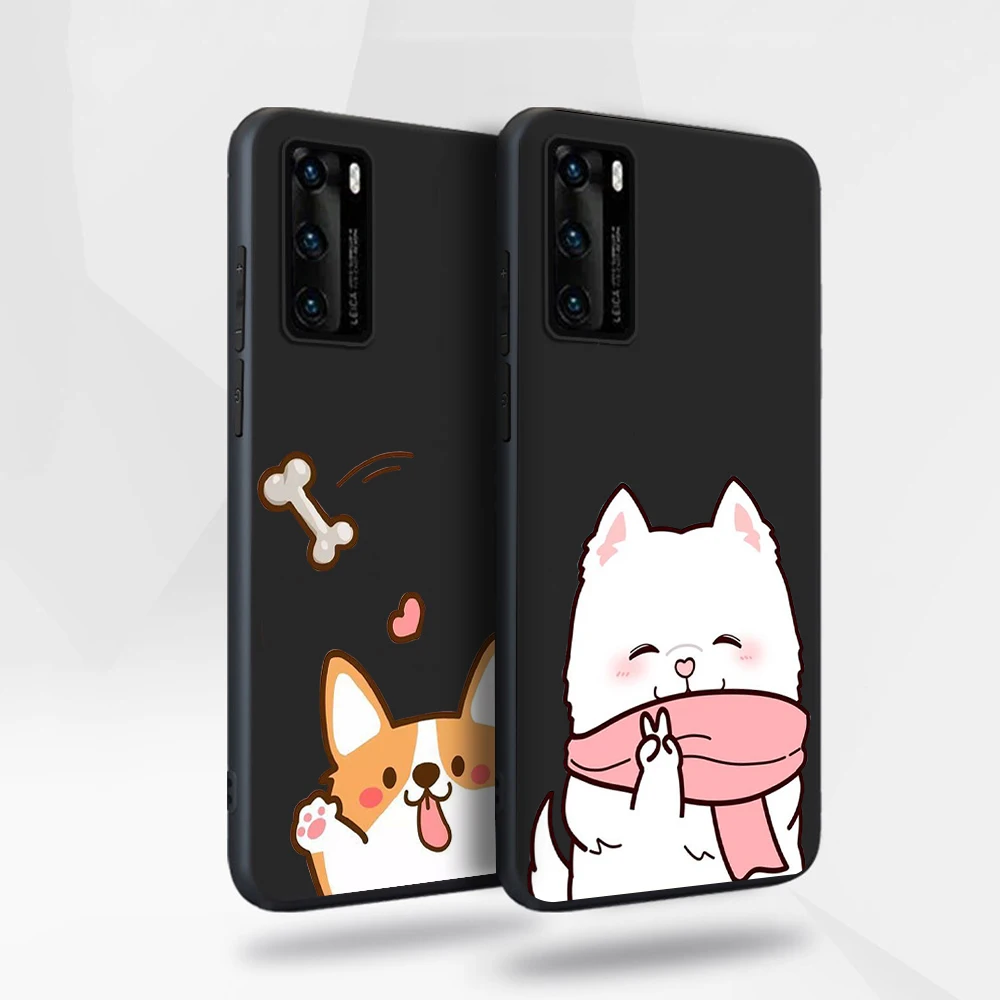 

Cute Dog Case for Huawei P40 P30 P20 Honor 30 20 10 30S Mate 40 30 20 Lite Pro P Smart Plus 2019 Soft Silicone TPU Phone Fundas