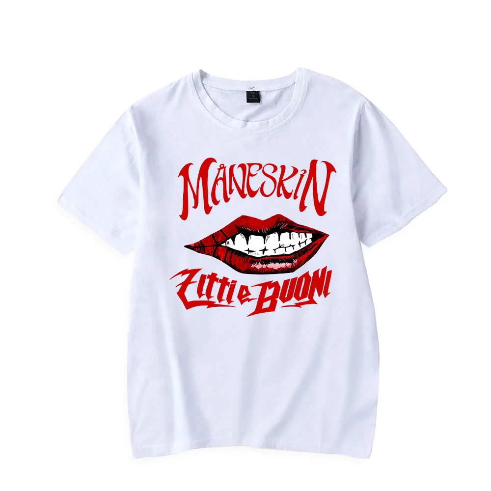 

Футболки Maneskin с итальянским ремешком, уличная одежда для мужчин и женщин, модная футболка из 100% хлопка, высококачественные футболки в стиле ...