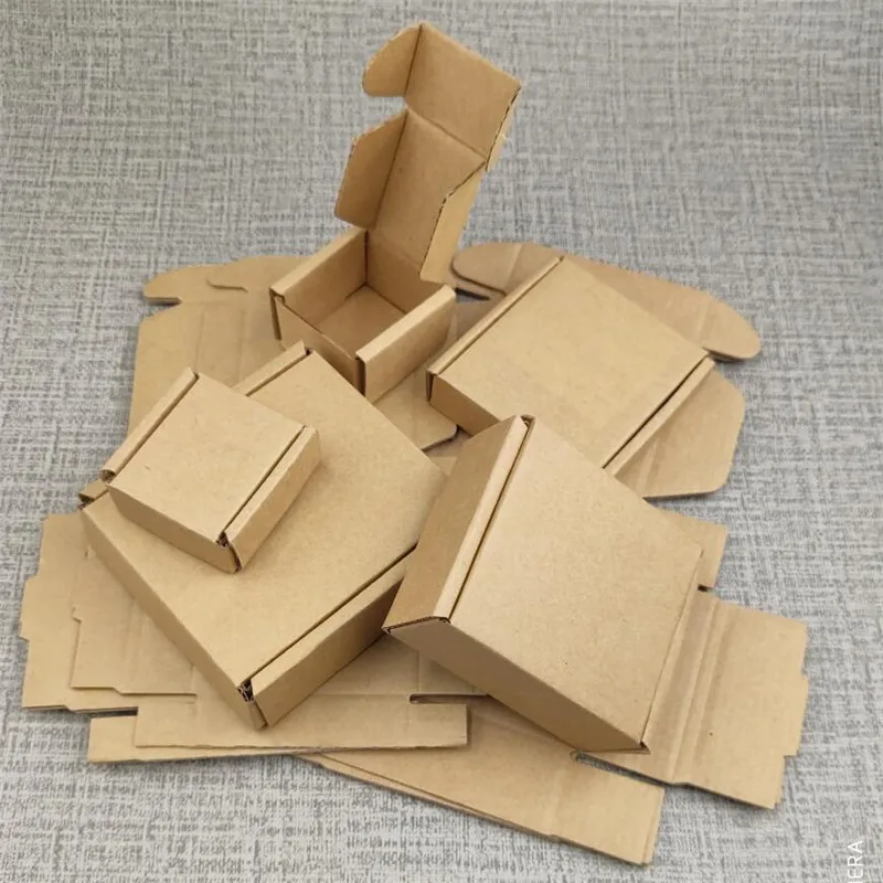 5 шт Мини крафт бумажная коробка для упаковки 3 слоя Гофрированная небольшие