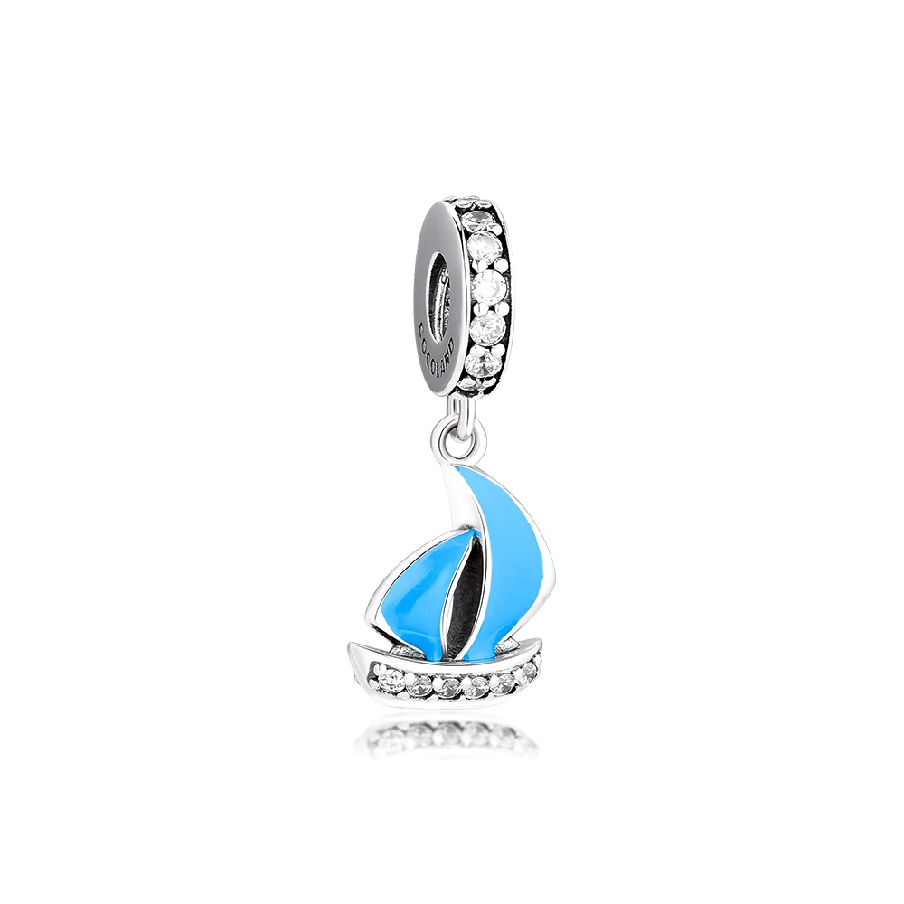 Подходит для Pandora Charms браслеты Gondola бусы с синей эмалью и прозрачными фианитами 100%