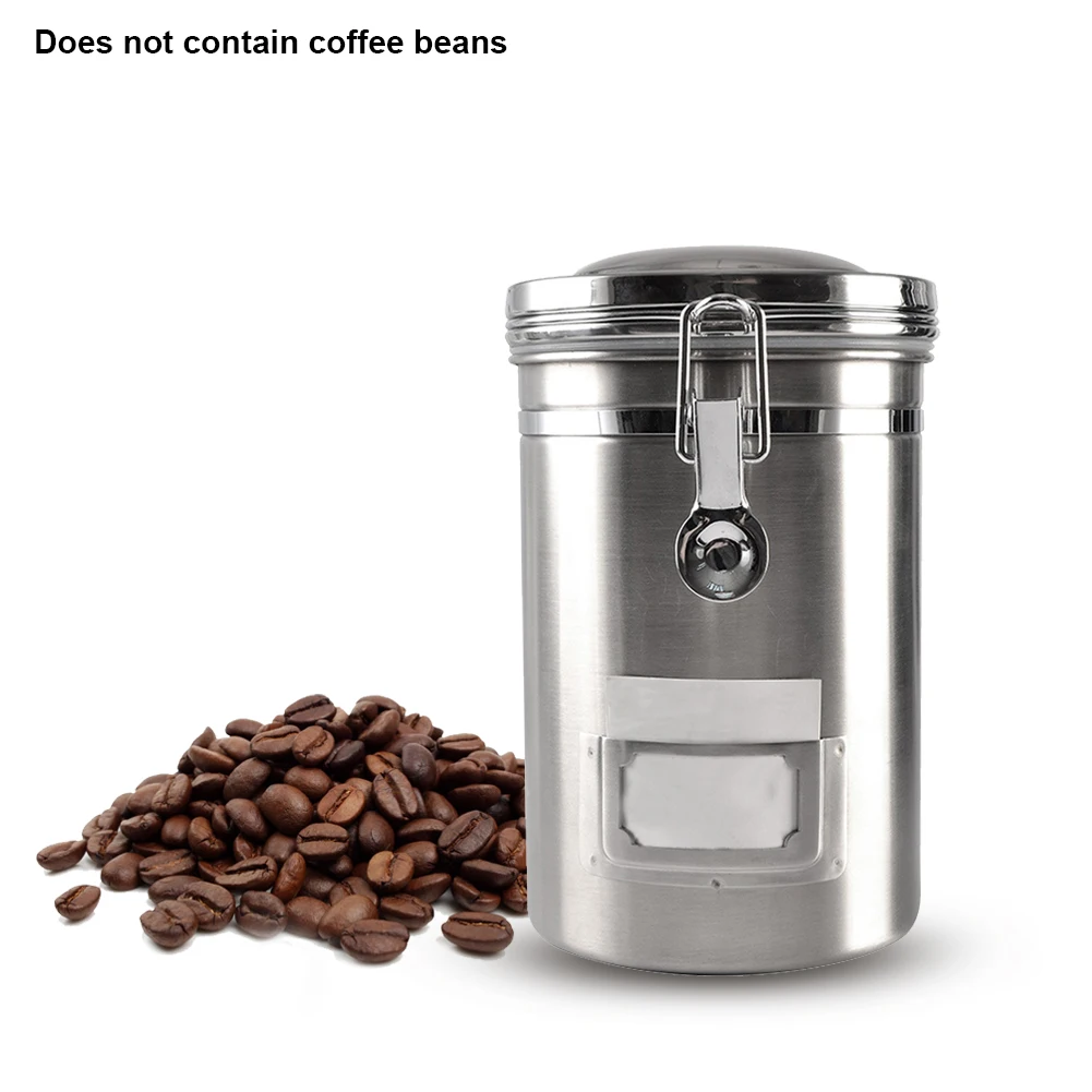 

Universal With Built In Storage Jar Stainless Steel Coffee Bean Container Restaurant Airtight Easy Clean Gift Home Kitchen