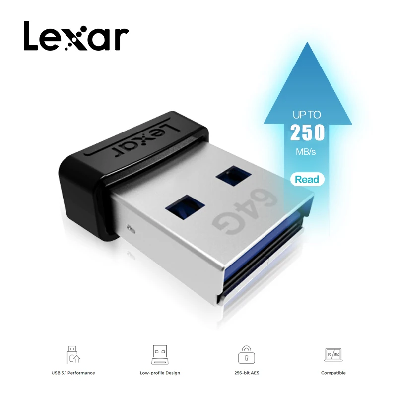 Новый оригинальный Lexar JumpDrive S47 USB 3 1 флеш накопитель 128 ГБ 64 32 мини флешка 0 до 250