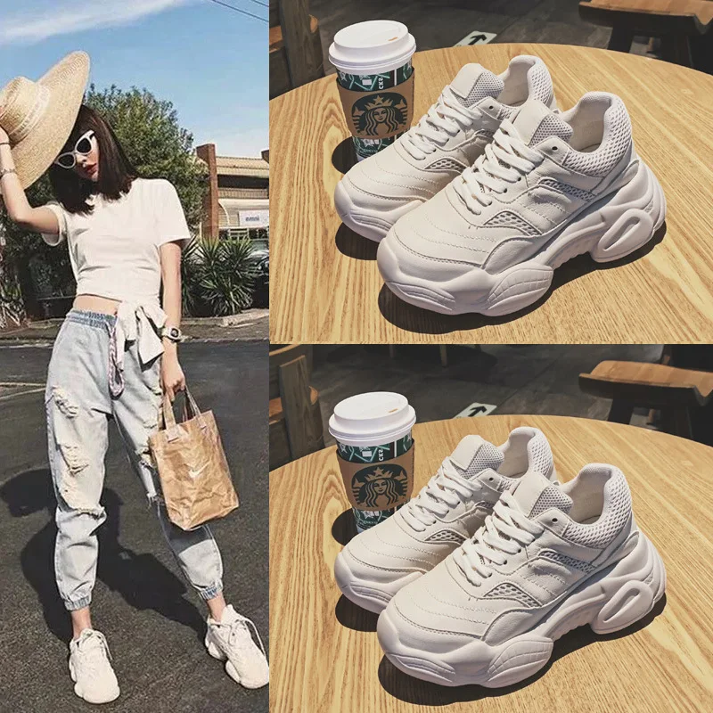 Новинка 2019 кроссовки для бега спортивная обувь на толстой подошве универсальные