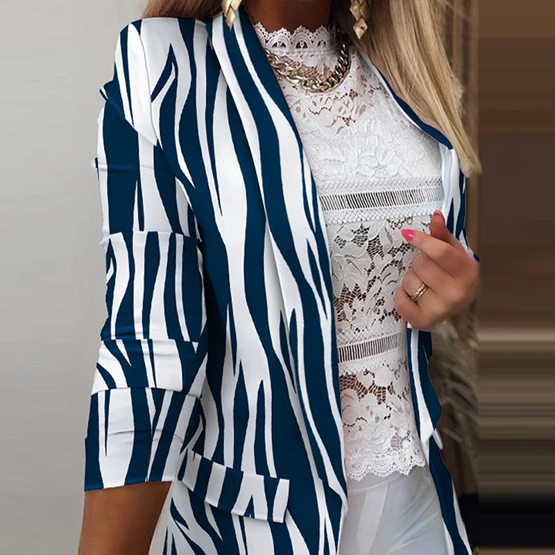 

Autumn And Winter Women'S Long-Sleeved Small Suit 2021 European And American Gradient Ol Temperament Professional Slim Top Coat