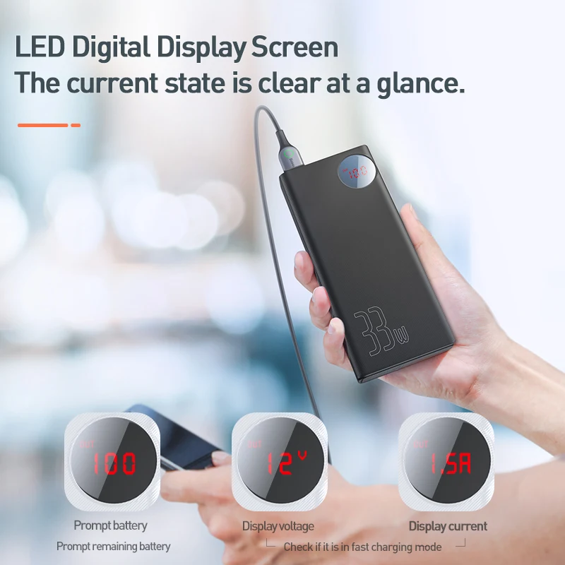 Baseus 30000 мАч Внешний аккумулятор usb type-C PD Быстрая зарядка для iPhone 11 Pro Max samsung Quick Charge 3,0 внешний аккумулятор