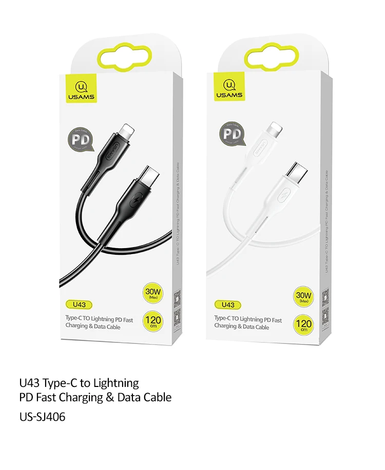 USAMS для usb c к Lightning зарядный кабель для iPhone xs max xr 8 7 6s plus 5S 11 apple ipad pro быстрое зарядное устройство pd кабель