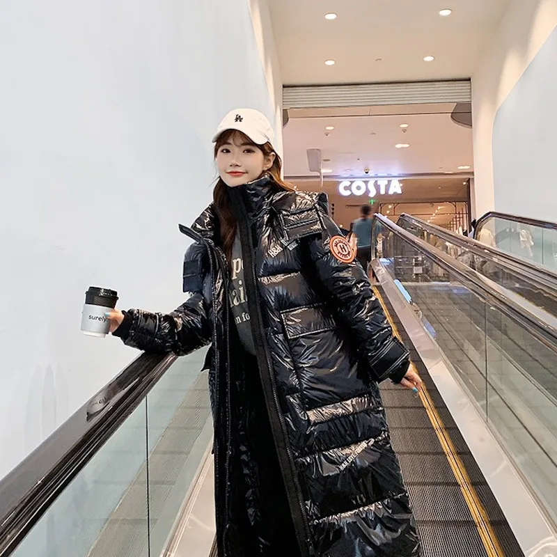 

FAKUNTN Women's Winter Jacket Hooded Letter Printing Parka Coat Zippers Full Sleeve Length Solid Thickening Fashion Winter Coat