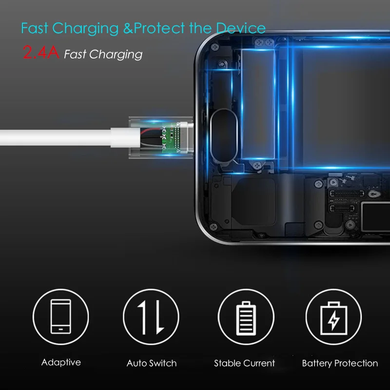 Кабель Micro USB Type C 8 Pin 3 А 0 25 м 5 1 2 мобильный телефон кабель для быстрой