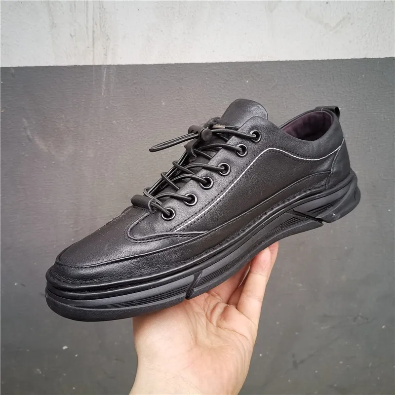 Кроссовки мужские из натуральной воловьей кожи эластичная лента Уличная обувь