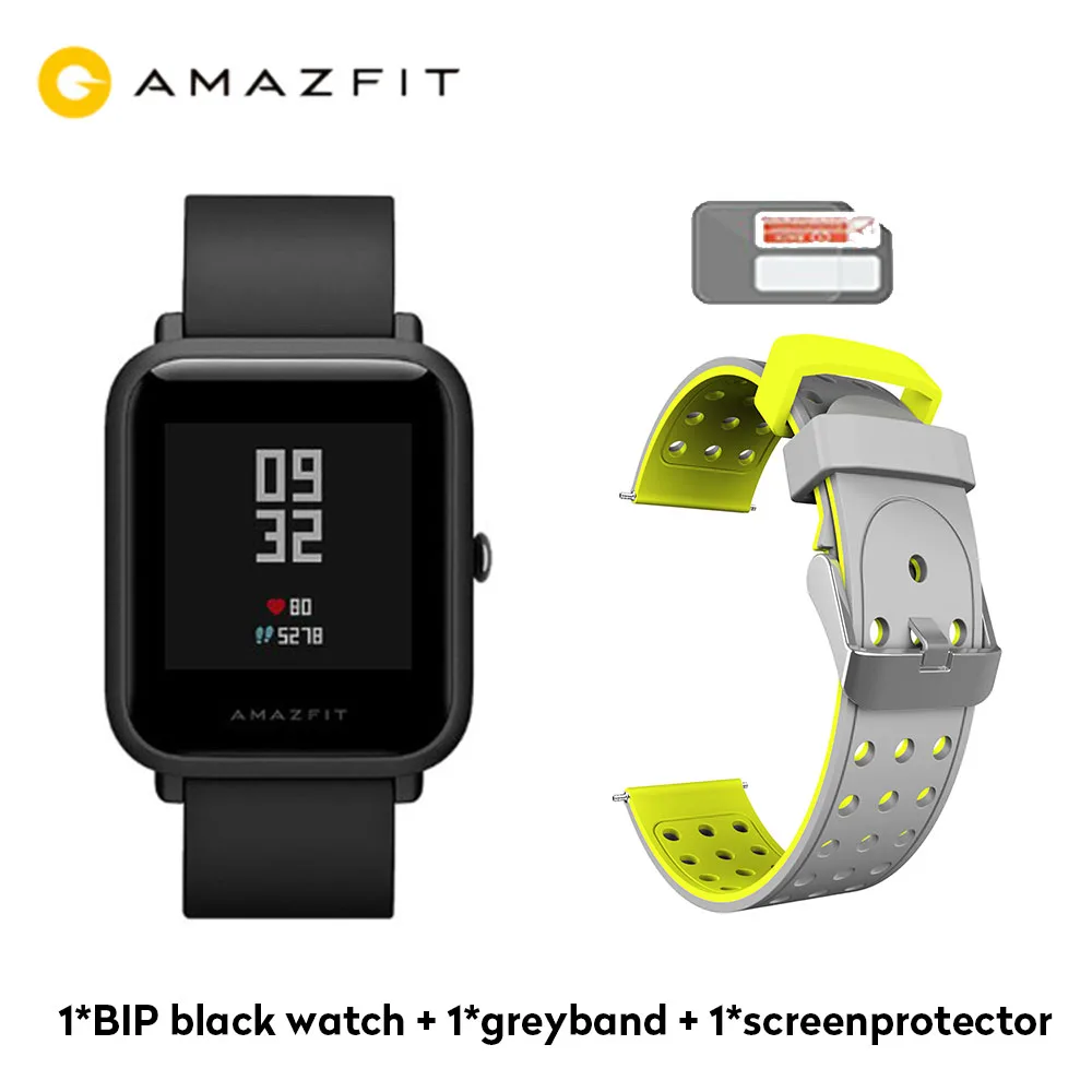 gps watch I greyband Глобальная версия Amazfit Bip huami Смарт-часы gps 45 дней в режиме ожидания пульсометр Spainish русские умные часы для Android IOS - Цвет: gps watch I greyband