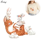 Симпатичные кролики Pulaqi, термонаклейки для одежды, виниловые наклейки, милая фотография, термонаклейка сделай сам на одежду