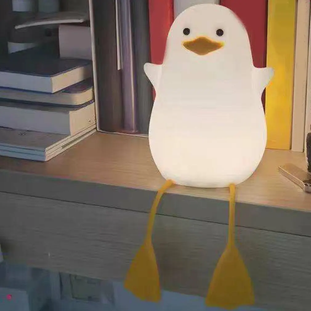 

Забавный ночник Little Gull, маленькая силиконовая лампа с держателем для телефона, светодиодная настольная лампа с USB-зарядкой